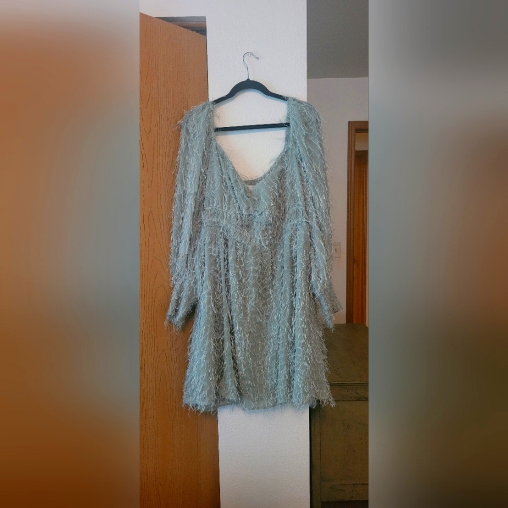 ASOS Curve Size 20 Sage green frilled mini dress